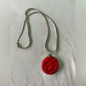 925 SS Sajan Cinnabar Angel in Clouds Pendant necklace